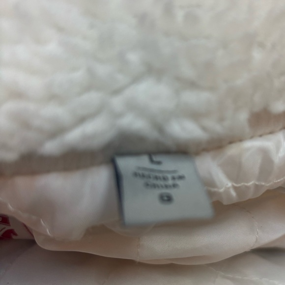 LEVI’S FAUX SHERPA & LEATHER DETAIL MOTO COAT TEDDY BEAR JACKET WHITE BROWN SZ L - Picture 12 of 12